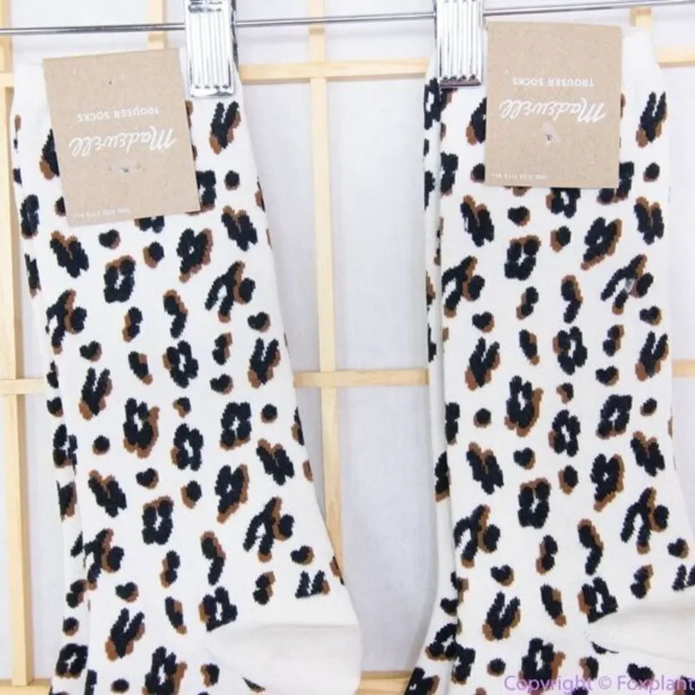 Two pairs:NEW Madewell Animal Trouser Socks,‎ color: antique cream